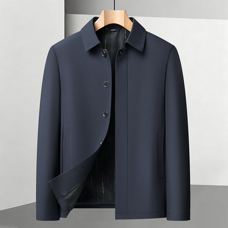 New Style Dad Jacket Men's Casual Jacket Spring and Autumn Middle-Aged and Elderly Grandpa Coat Thin Lapel Button-Up Top