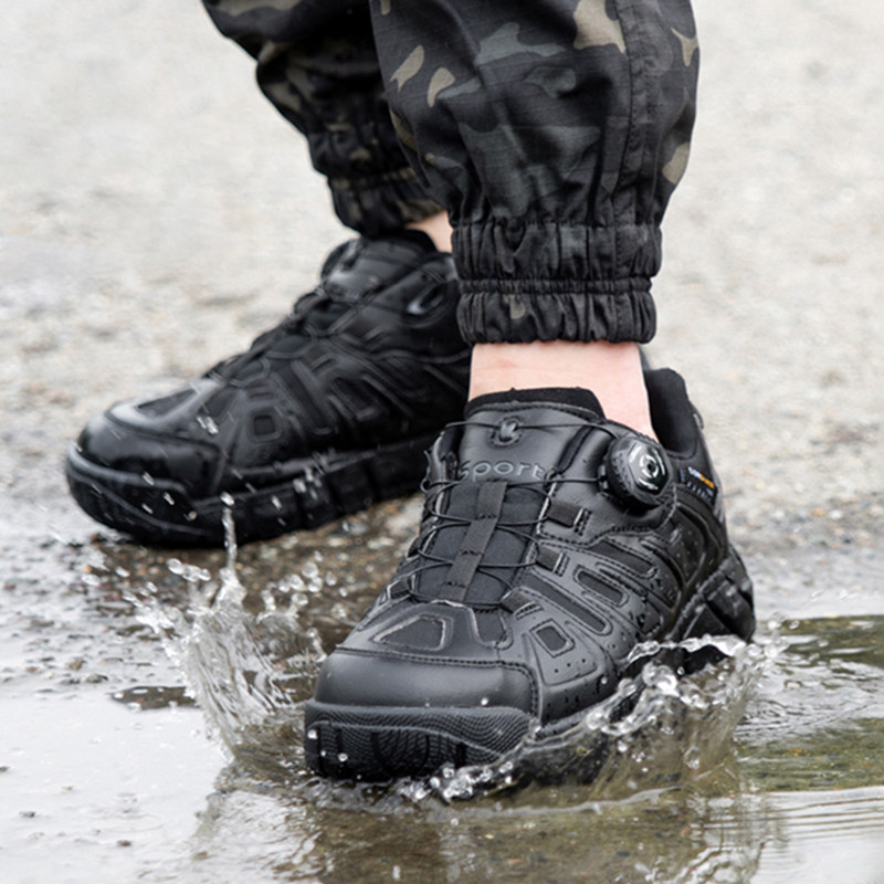 Outdoor quick buckle light tactical shoes men's spring and autumn fast anti-speed-military fans low-help combat boots wear-wear genuine leather climbing shoes