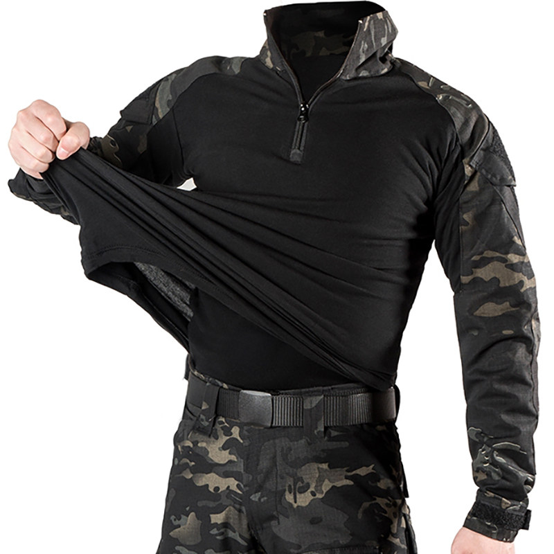 Dark Night Camouflak Long Sleeve T-shirt Male Black CP Outdoor Repair Frogs Leather Blouse Frogs Tactical Suit CS Training Conserved Women