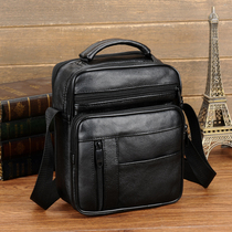 Business Mens Single Shoulder Business Bull Leather Carry-on Backpack Travel Skew Satchel Bag Men Genuine Leather Zipper Vertical small satchel