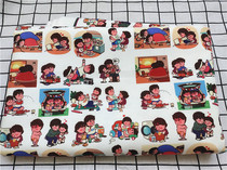 Cartoon fabric canvas printed handmade diy fabric sofa cover fabric bag dormitory tablecloth illustration couple