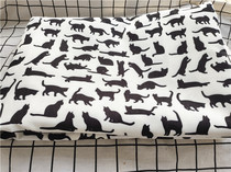 Cartoon Fabric Fine Canvas Printed Handmade Diy Fabric Sofa Cover Fabric Bag Dorm Room Table Cloth Cat Black Shadow