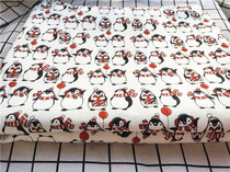 Cartoon Fabric Fine Canvas Printed Handmade Diy Fabric Sofa Cover Fabric Bag Dorm Room Table Cloth Penguin Red