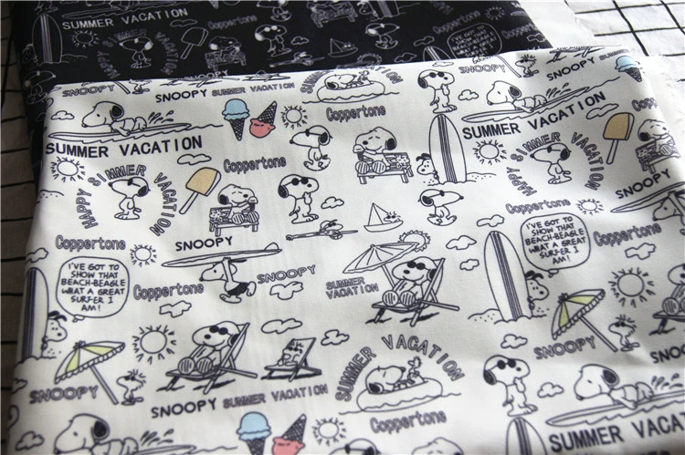 Phim hoạt hình vải đẹp canvas in ấn nhà trẻ ký túc xá khăn trải bàn chắp vá thủ công tự làm túi vải bãi biển mùa hè - Vải vải tự làm