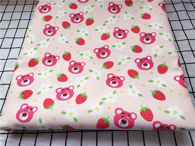 Cartoon Fabric Fine Canvas Printed Handmade Diy Fabric Packs Nursery Dormitory Tablecloths Strawberry Bear Flowers