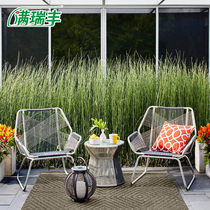 Modern simple balcony single sofa chair tea couple three pieces of villa terrace courtyard waterproof woven chair furniture