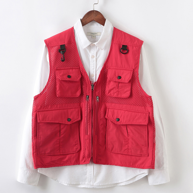 Spring and summer mesh casual quick-drying photography vest for men and women outdoor fishing reporter thin section multi-bag vest loose vest