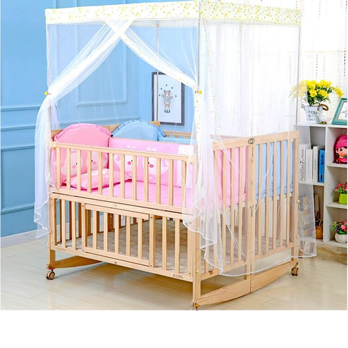 Кроватка для близнецов из натурального дерева, складная детская универсальная колыбель для приставной кровати