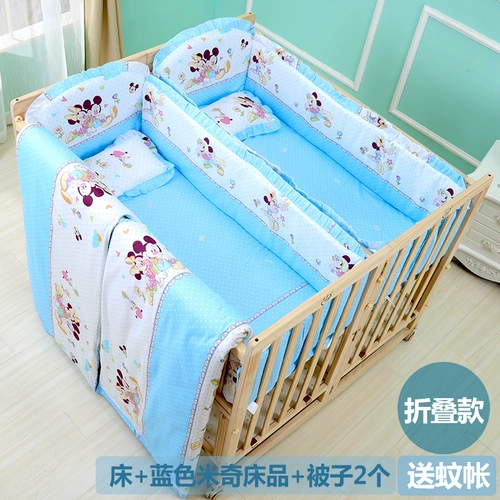 Кроватка для близнецов из натурального дерева, складная детская универсальная колыбель для приставной кровати