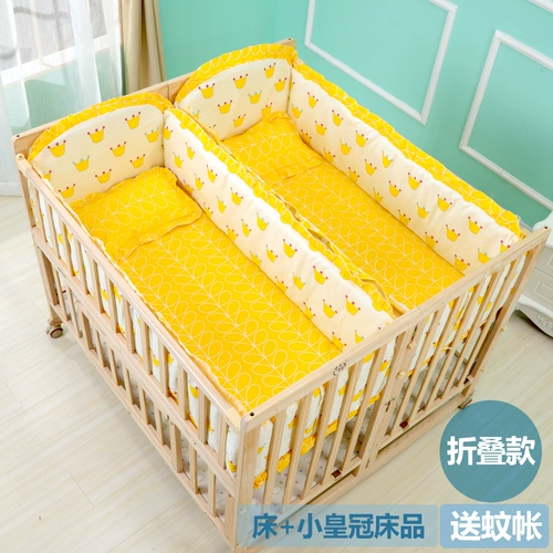 Кроватка для близнецов из натурального дерева, складная детская универсальная колыбель для приставной кровати