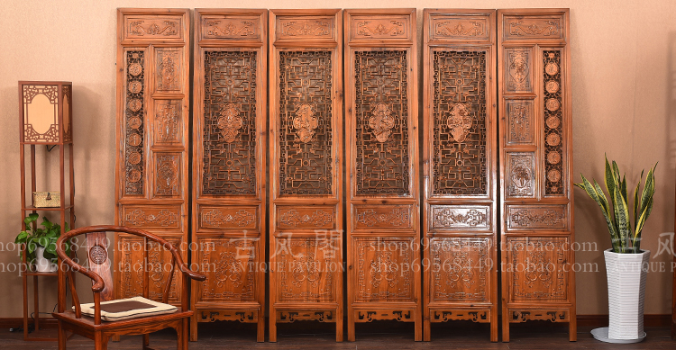 Dongyang khắc gỗ cổ màn hình phong cách Trung Quốc chạm khắc chạm khắc Ming và Qing triều trang trí chạm khắc hai mặt Fu Lu Shouxi - Màn hình / Cửa sổ vách gỗ