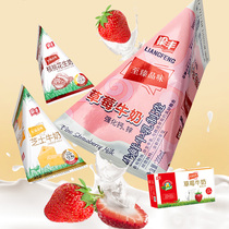 Suzhou Zhangjiagang specialty Liangfeng strawberry milk 200mlx12 bag strawberry flavor Net red milk triangle bag
