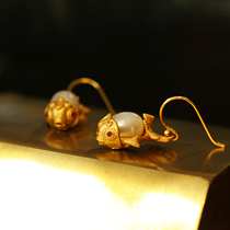 Thai Mei Mega Whale Original Design of Virtual Exotic Silver Plated with Natural Pearl Earrings