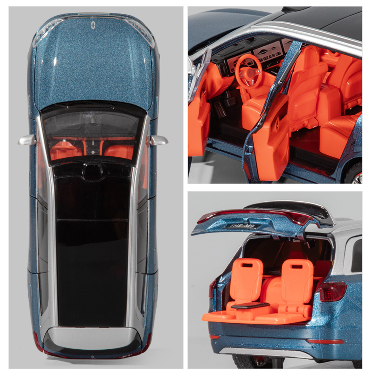 1:24 Qianjie M9 Alloy Suv Car Model with Key, Interior Decoration, Steering Wheel, Boy's Toy Car Gift