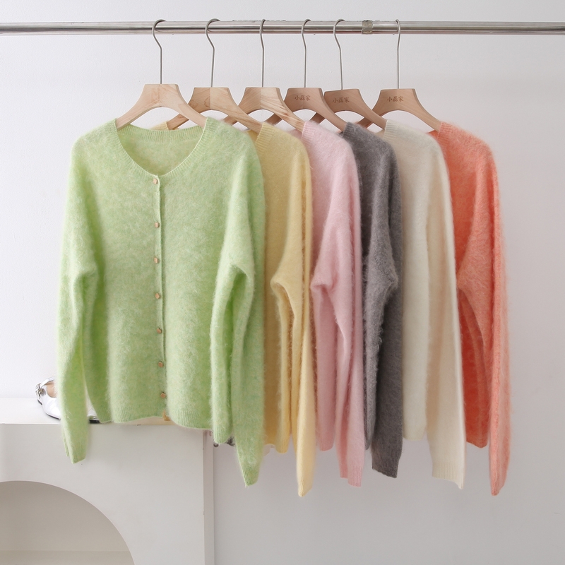 Silk + Cashmere + Sheep Wool Brushed Warm Cardigan with Wooden Buttons, Available in Multiple Colors, Casual Sweater Coat for Women