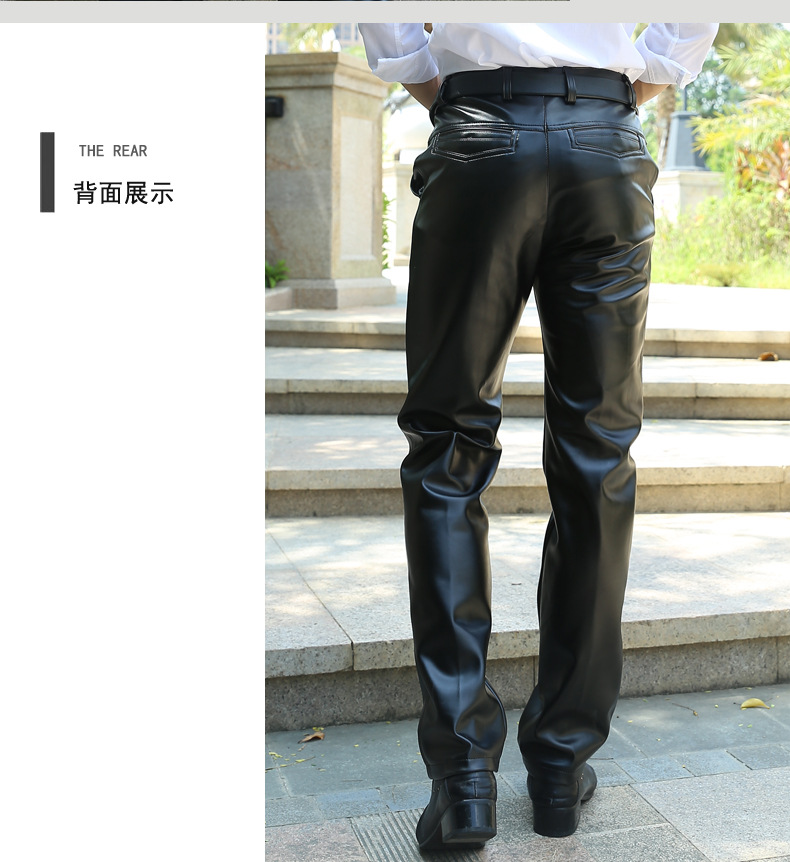 Mùa đông cực lớn pu béo trung và già da bình thường quần da cộng với nhung cộng với phân bón XL mỡ dày dad cha lớn quần jean nam đẹp