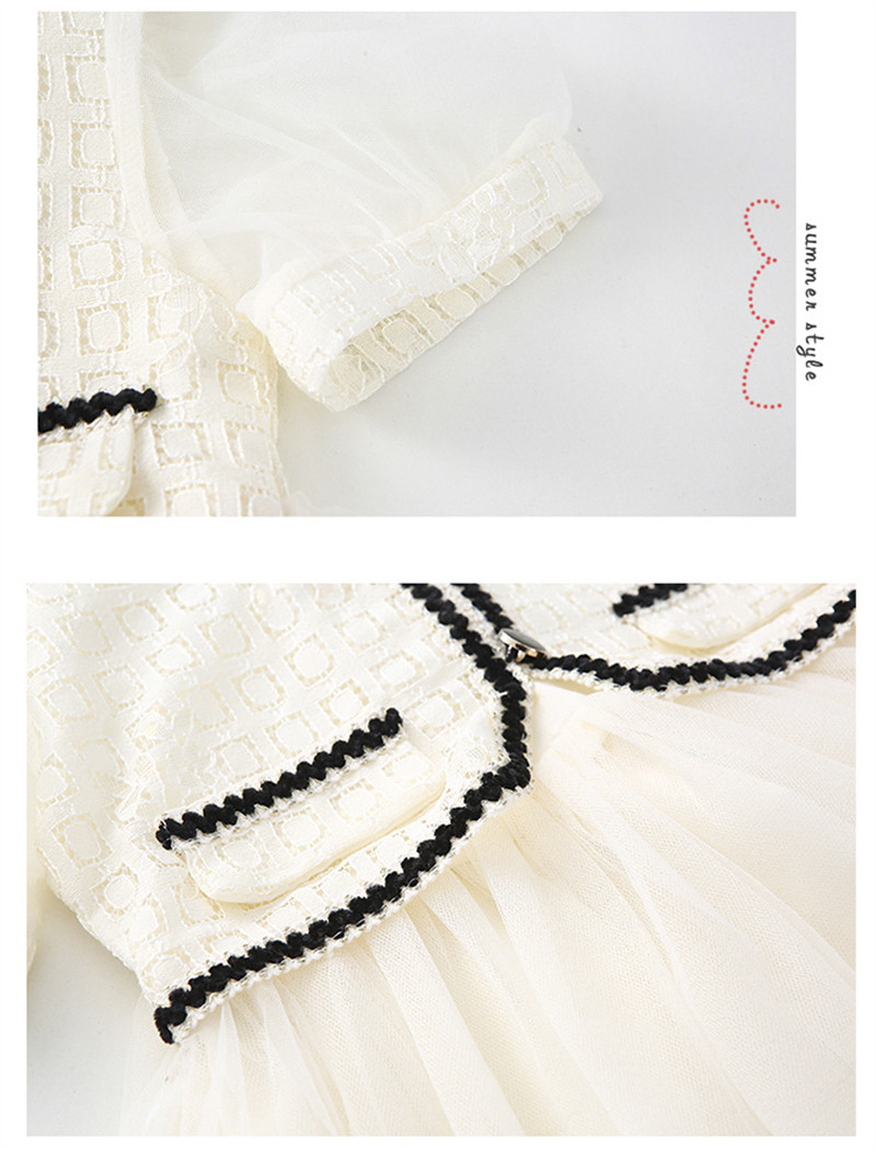 Summer dress for girls 2022, a cute short-sleeved princess dress for little kids with a Korean style and a cute chanel-like mesh fabric pic 18