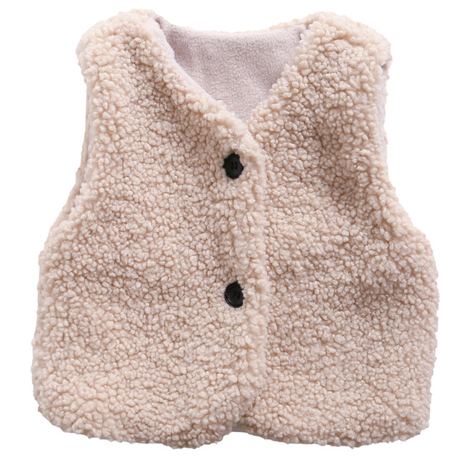 Autumn and winter new Korean version of the girl's lamb wool thickened warm vest vest Japanese children's baby vest waistcoat