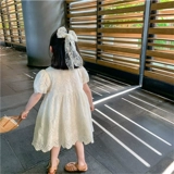 Летняя одежда, летняя юбка, в корейском стиле, рукава фонарики, короткий рукав