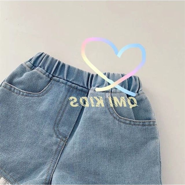 2022 spring and summer pants new Korean version of children's cute sweet and comfortable soft denim shorts lace lace shorts