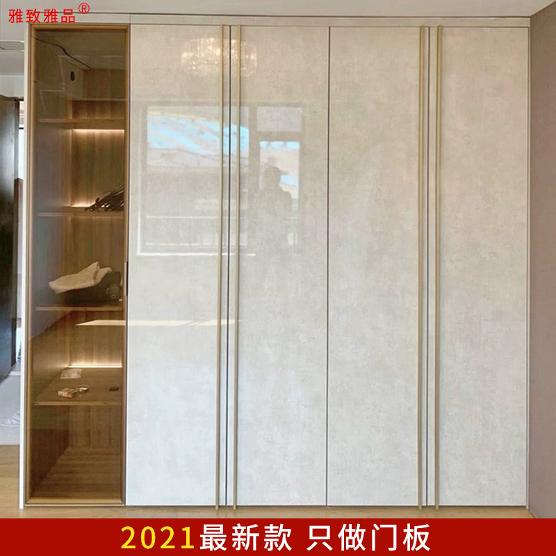 Wardrobe door panel customized high gloss UV marble slate eco-friendly PET cabinet door panel double veneer custom kitchen