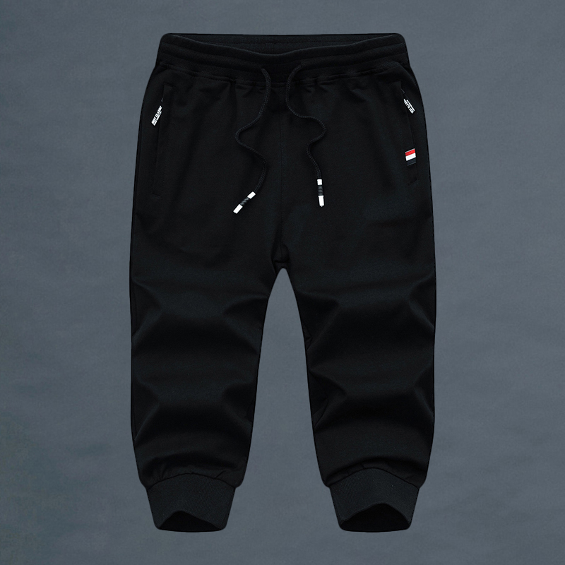 Summer Pure Cotton Cropped Pants for Men, Thin Style for Beach and Outdoor Sports, Loose 7-Point Casual Pants, Breathable Jogger Pants for Men