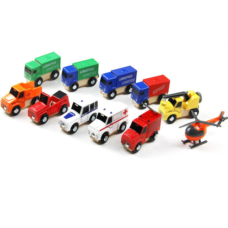 Wooden Police Car Fire Truck Ambulance Mirabbit Trolley Millet Wooden Railcar Children Traffic Scene Toys