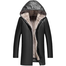 Одежда из кожи 真皮皮衣男中长版牛皮水貂内档皮毛一体整貂派克服皮大衣皮草外套 Ee tt