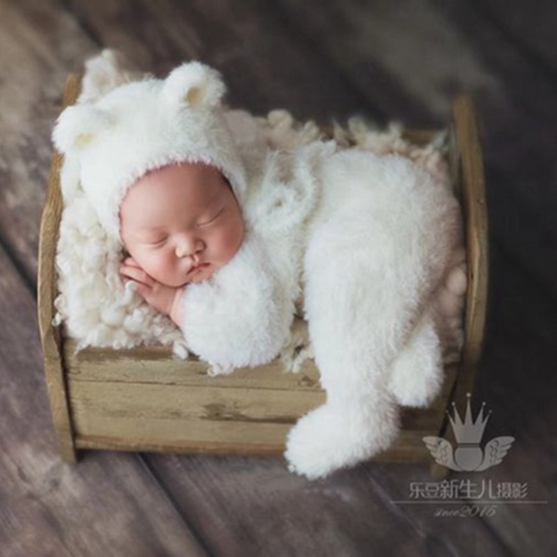  Newborn Baby 100 Days New Photography Outfit Bear Onesie Autumn and Winter Set Baby Photography Photo Suit