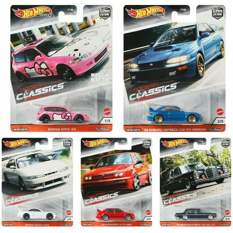 Hot Wheels Car Culture Modern Classic Set Mercedes-Benz 280 Honda Civic Ng Volkswagen Collection Car Model Fpy86