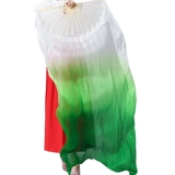 Древний стиль, танцевальный веер, шелковый танец, длинный веер, зеленый расширенный градиент, классический танец, длинный толстый веер, танцевальный реквизит