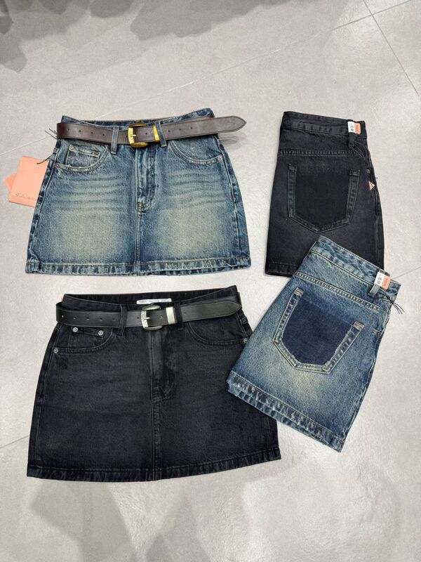 Weisu 57509 European-Style Denim Short Skirt for Women, Summer New High-Waisted Slimming A-Line Skirt