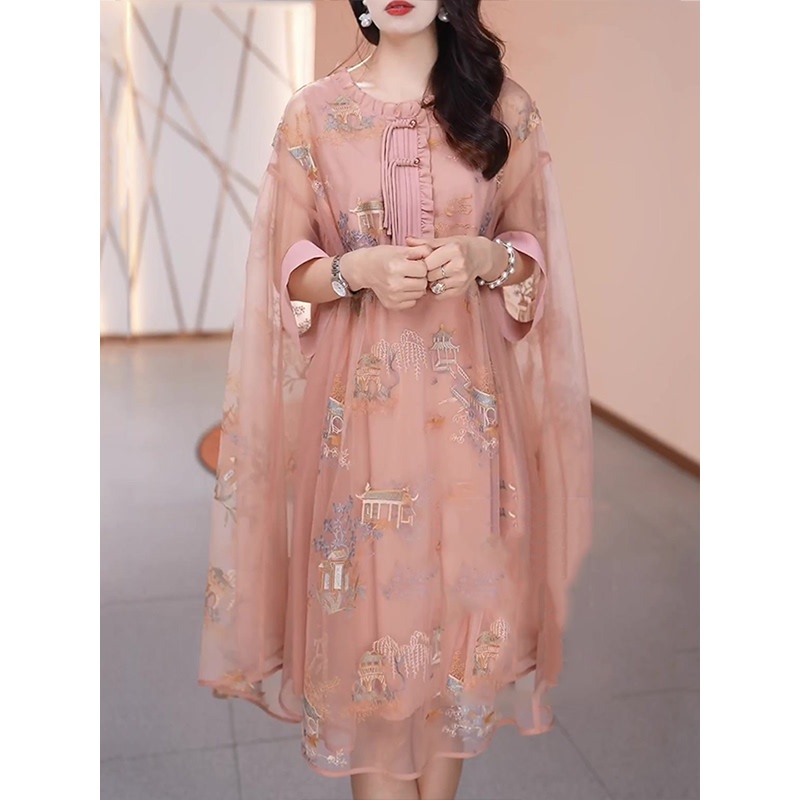 High-End Embroidered Dress 2026 Summer New Mid-Length Fashionable Loose Slimming Embroidered Skirt