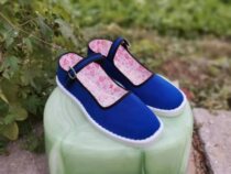 Lady Ribbon Blue Cloth Shoes Handmade Shoes Plastic Bottom Flat Bottom Spring Summer Autumn Wear Low Bunch Of Home Single Shoes