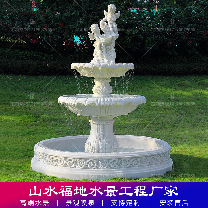 European-style flowing water fountain Wedding decoration water landscape Outdoor fish pond landscaping villa garden decoration floor ornaments