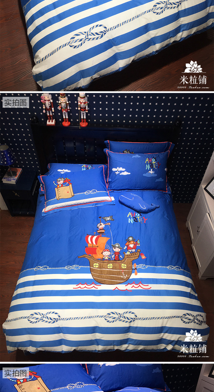 Phim hoạt hình thiếu nhi cotton bốn mảnh Bộ đồ giường 1,8 m 1,5 chăn trải giường 2,0m tấm ba mảnh - Bộ đồ giường bốn mảnh bộ ga giường
