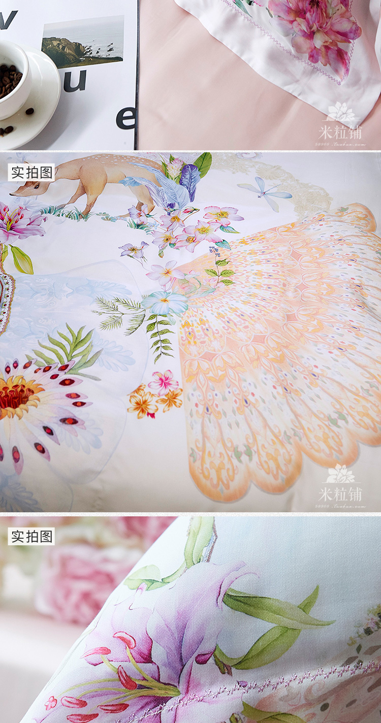 Bộ đồ cotton bốn mảnh đẹp 60s Bộ làm vườn hươu ánh sáng sang trọng Ai Cập dài chủ yếu bằng vải cotton - Bộ đồ giường bốn mảnh chăn ga khách sạn