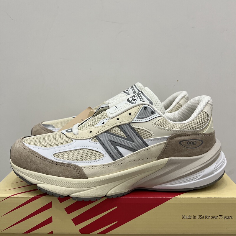 New Balance M990Ss6 990V6 American-Made White and Brown Retro Jogging Casual Shoes