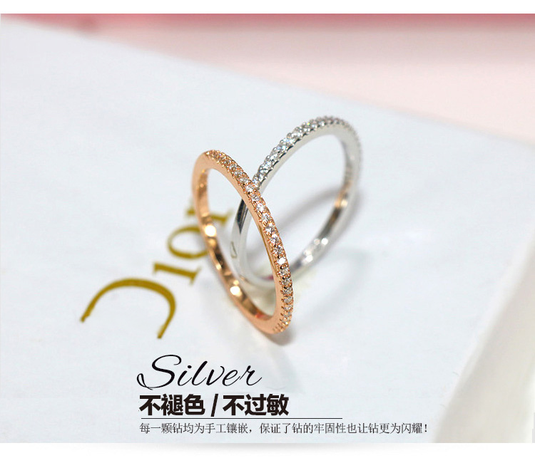 S925 sterling silver trang trí đơn giản vòng zircon hàng tốt kim cương nữ ngón trỏ ngón tay kim cương vòng đuôi nhẫn ngón tay cái nhỏ mô phỏng sinh viên vòng