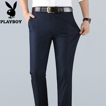 Flowers Playboy Middle-aged Men Casual Pants Dad Summer Ice Silk Thin loose Business to work men and earth long pants