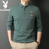 Playboy, зимний хлопковый лонгслив для отдыха, трендовая флисовая футболка polo, в корейском стиле