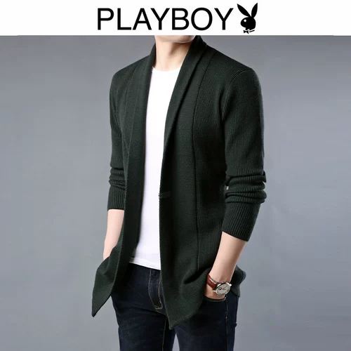 Playboy, осенний трикотажный свитер, длинный кардиган, куртка, в корейском стиле, средней длины, увеличенная толщина