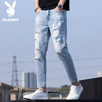 10-T819 рваные джинсы сине-серые