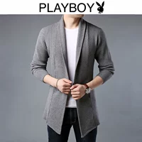 08-8391 длинная вязаная кардиган серая