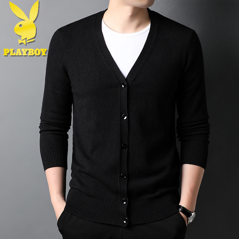 Playboy knitted cardigan men's 2022 new spring and autumn sweater loose outer wear thin sweater men's jacket