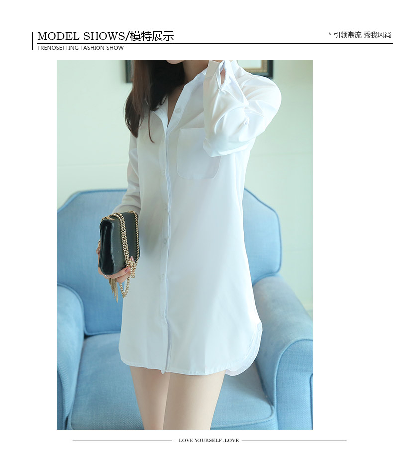 Giản dị lỏng mùa thu dài áo sơ mi trắng Hàn Quốc phiên bản của hoang dã inch áo sơ mi nữ dài tay sexy kích thước lớn áo ngủ đồ ngủ sơ mi dài tay nữ