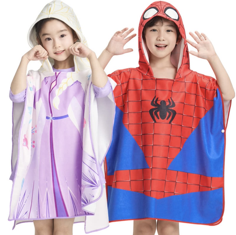 Sam's Children's Spider-Man Elsa Princess Cape Bath Towel for Boys and Girls, Quick-Dry Beach Towel