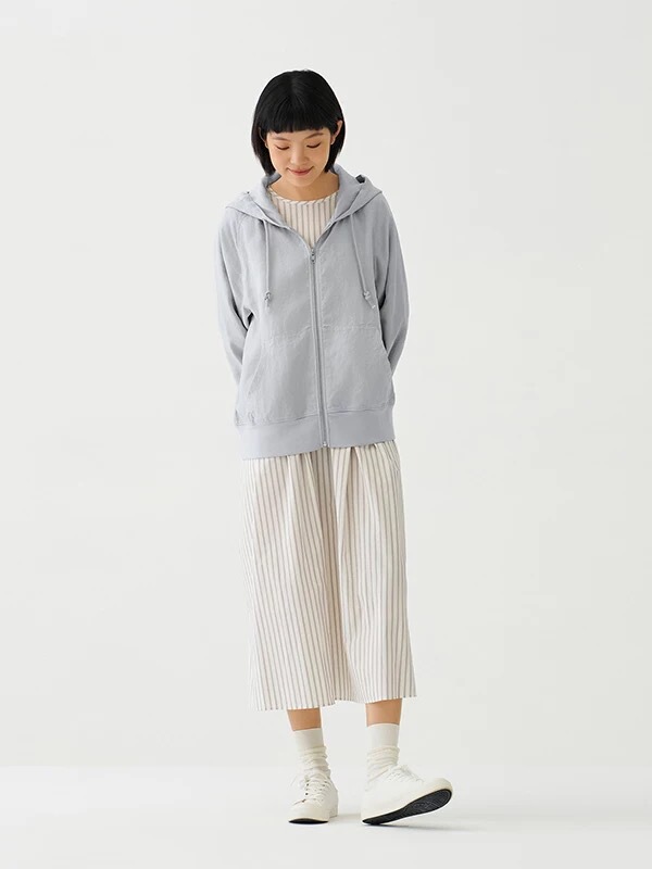 No Returns or Exchanges Muji Women's Coarse-Woven Hemp Zip-Up Hoodie Women's Jacket 2026 Spring New Product