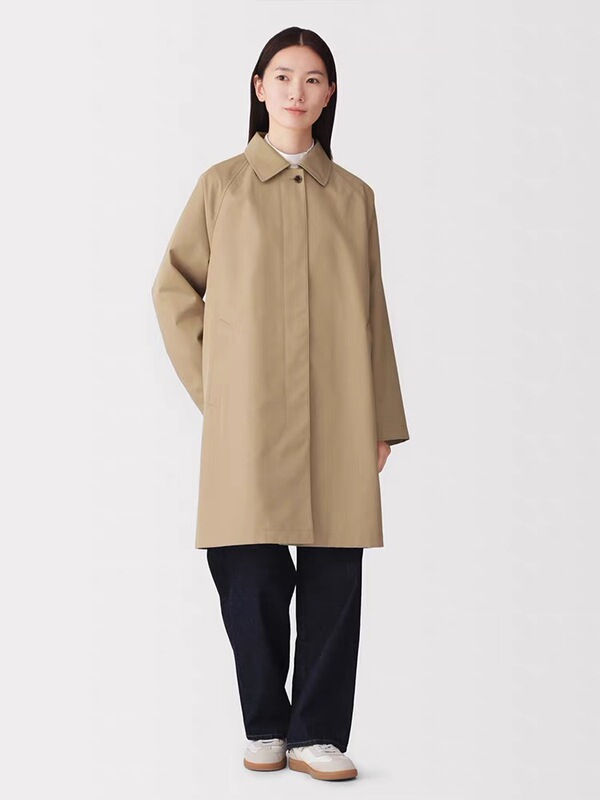 No Returns or Exchanges Muji Women's Water-Resistant Cotton Blend Twill Stand-Collar Coat Windbreaker New Women's Clothing