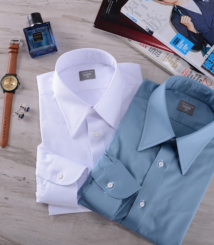 Bayer Classic Long-Sleeved Men's Shirt with Classic Bell Sleeves, Pointed Collar, No-Iron, White, Blue, Black, Slightly Stretchy, Professional Business Dual-Use